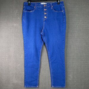 No Boundaries Womens Size 17 Blue High-Waisted Button Fly Skinny Denim Jeans